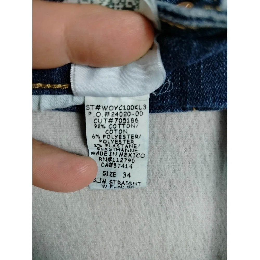 True Religion Slim Flap Straight Jeans Mens 34 Blue Stretch Denim‎ Casual Rocker